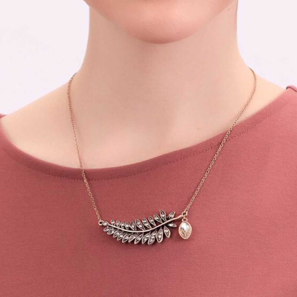 3x Indie Leaf CZ Necklace